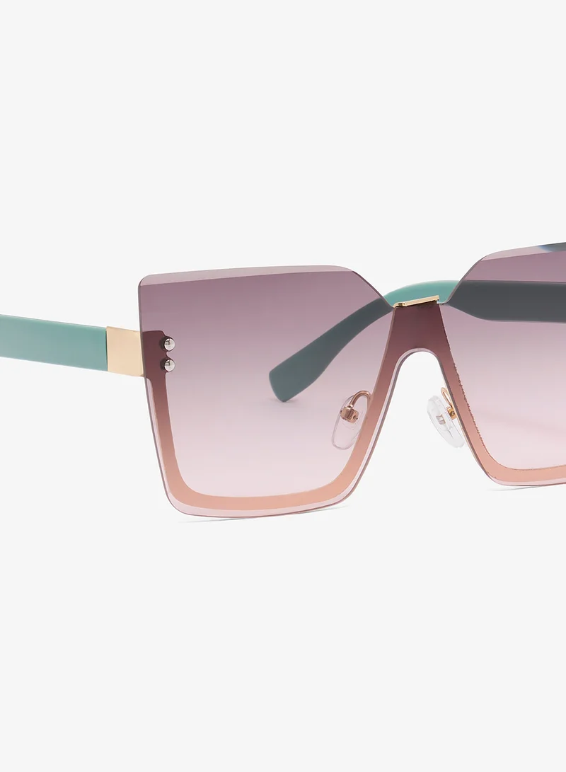 Ginger Brown Oversized Rectangle Polarized Sunglasses for Women | Best Price UAE